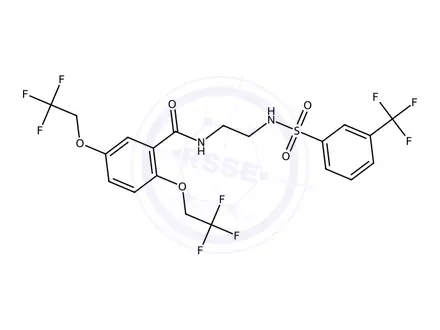 Chemical structure of 2,5-Bis(2,2,2-trifluoroethoxy)-N-(2-((3-(trifluoromethyl)phenyl)sulfonamido)ethyl)benzamide
