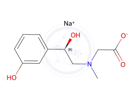 Chemical structure of N-[(2R)-2-Hydroxy-2-(3-hydroxyphenyl)ethyl]-N-methyl-glycine Sodium Salt