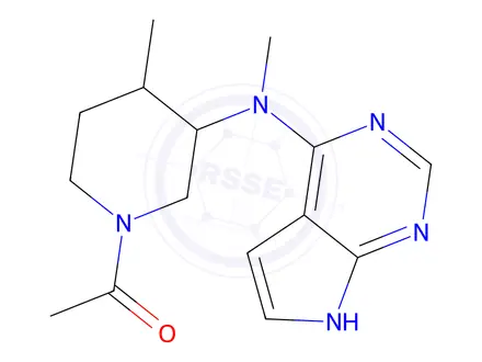 Chemical structure of 1-(4-methyl-3-(methyl(7H-pyrrolo[2,3-d]pyrimidin-4-yl)amino)piperidin-1-yl)ethan-1-one