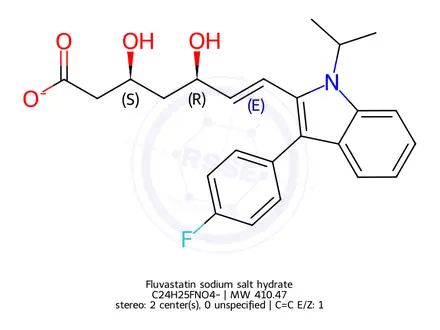 Chemical structure of Fluvastatin sodium salt hydrate