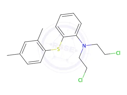 Chemical structure of N,N-Bis(2-chloroethyl)-2-[(2,4-dimethylphenyl)thio]-benzenamine