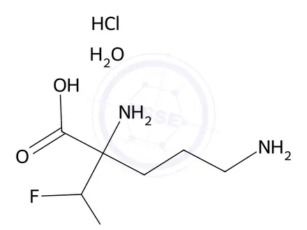 Chemical structure of Eflornithine Hydrochloride Monohydrate