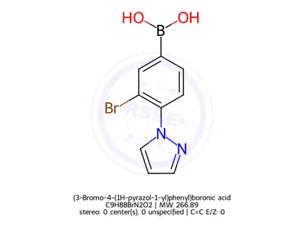 Chemical structure of (3-Bromo-4-(1H-pyrazol-1-yl)phenyl)boronic acid