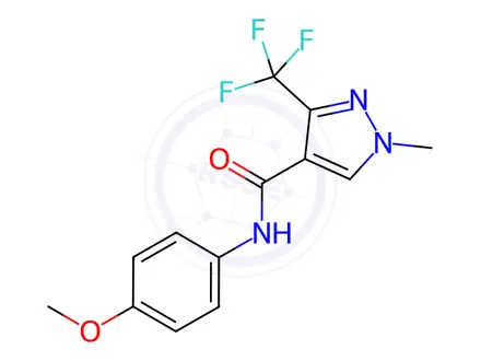 Chemical structure of N-(4-methoxyphenyl)-1-methyl-3-(trifluoromethyl)-1H-pyrazole-4-carboxamide
