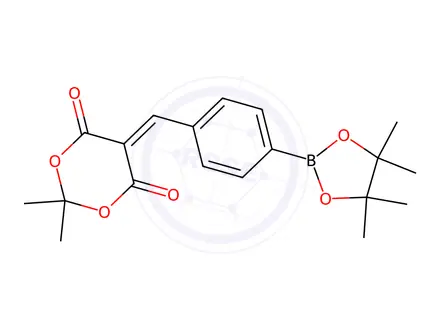 Chemical structure of 2,2-Dimethyl-5-(4-(4,4,5,5-tetramethyl-1,3,2-dioxaborolan-2-yl)benzylidene)-1,3-dioxane-4,6-dione