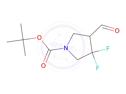 Chemical structure of Tert-butyl 3,3-difluoro-4-formylpyrrolidine-1-carboxylate