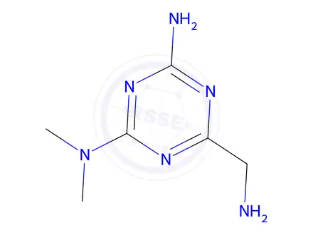 Chemical structure of 6-(Aminomethyl)-N,N-dimethyl-1,3,5-triazine-2,4-diamine hydrochloride