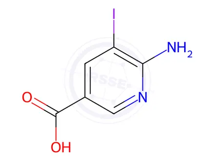 Chemical structure of 6-Amino-5-iodonicotinic acid