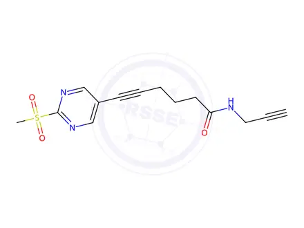 Chemical structure of 6-(2-(Methylsulfonyl)pyrimidin-5-yl)-N-(prop-2-yn-1-yl)hex-5-ynamide