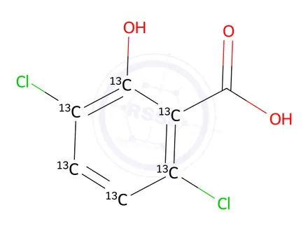 Chemical structure of 3,6-Dichlorosalicylic Acid (Dcsa) (Ring-13c6, 99%)