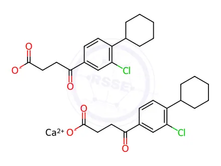 Chemical structure of calcium 3-chloro-4-cyclohexyl-gamma-oxobenzenebutyrate