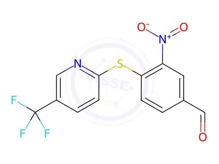 Chemical structure of 3-nitro-4-{[5-(trifluoromethyl)-2-pyridyl]thio}benzaldehyde