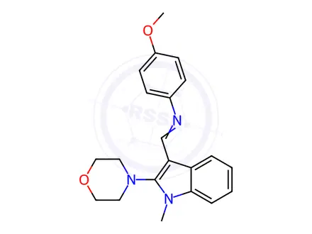 Chemical structure of N-(4-methoxyphenyl)-1-(1-methyl-2-morpholino-1H-indol-3-yl)methanimine