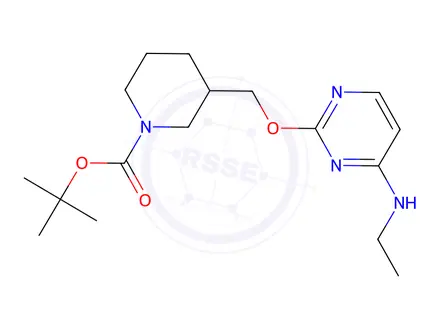 Chemical structure of 3-(4-EthylaMino-pyriMidin-2-yloxyMethyl)-piperidine-1-carboxylic acid tert-butyl ester
