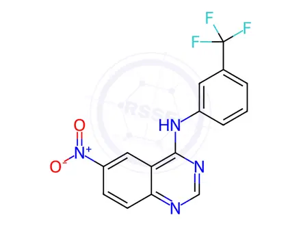 Chemical structure of 6-Nitro-N-(3-(trifluoromethyl)phenyl)quinazolin-4-amine