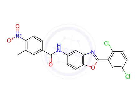 Chemical structure of N-(2-(2,5-Dichlorophenyl)benzo[d]oxazol-5-yl)-3-methyl-4-nitrobenzamide