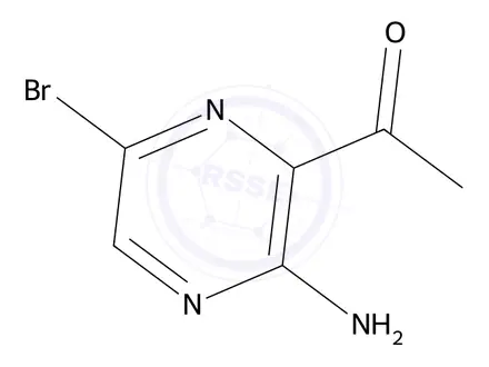 Chemical structure of 1-(3-Amino-6-bromopyrazin-2-yl)ethan-1-one