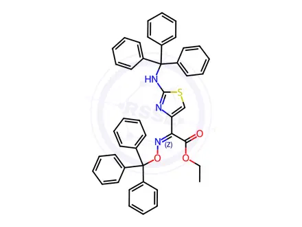 Chemical structure of (Z)-2-[2-(Tritylamino)thiazol-4-yl]-2-(trityloxyimino)acetic Acid Ethyl Ester