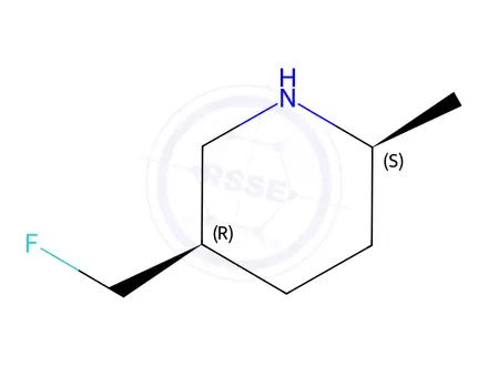 Chemical structure of Piperidine, 5-(fluoromethyl)-2-methyl-, (2S,5R)-