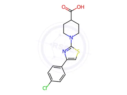 Chemical structure of 1-[4-(4-chlorophenyl)-1,3-thiazol-2-yl]-4-piperidinecarboxylic acid