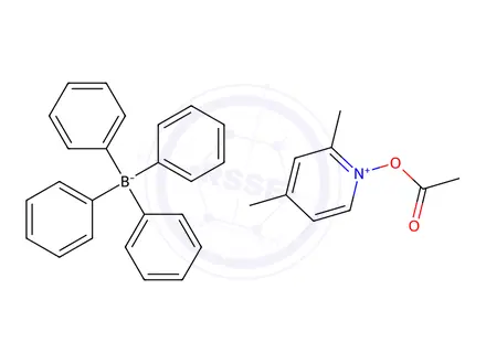 Chemical structure of 1-Acetoxy-2,4-dimethylpyridin-1-ium tetraphenylborate