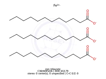 Chemical structure of iron trilaurate