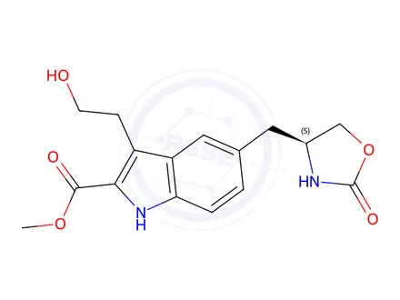 Chemical structure of Methyl (S)-3-(2-hydroxyethyl)-5-((2-oxooxazolidin-4-yl)methyl)-1H-indole-2-carboxylate