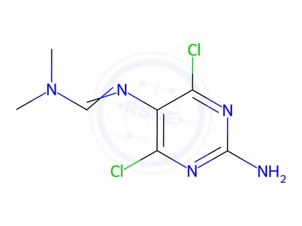Chemical structure of N'-(2-Amino-4,6-dichloro-5-pyrimidinyl)-N,N-dimethylmethanimidamide