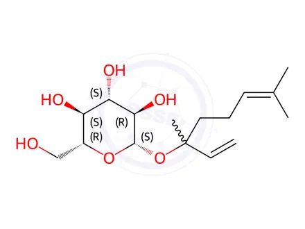 Chemical structure of Zeaxanthin Impurity 28 (Linalool Glucoside)