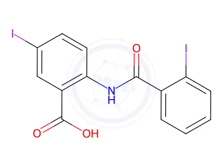 Chemical structure of Benzoic acid, 5-iodo-2-[(2-iodobenzoyl)amino]-