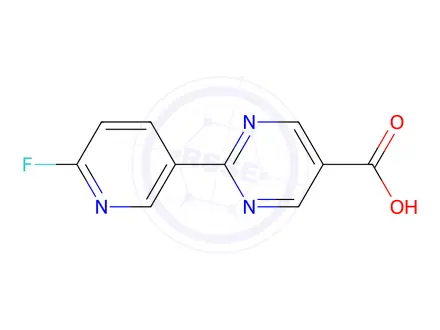 Chemical structure of 2-(6-Fluoropyridin-3-yl)pyrimidine-5-carboxylic acid