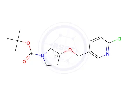Chemical structure of (R)-tert-Butyl 3-((6-chloropyridin-3-yl)methoxy)pyrrolidine-1-carboxylate