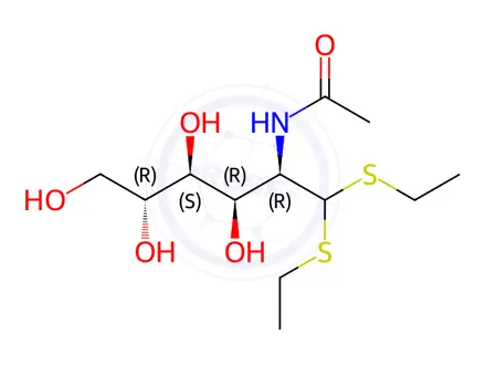 Chemical structure of N-((2R,3R,4S,5R)-1,1-bis(ethylthio)-3,4,5,6-tetrahydroxyhexan-2-yl)acetamide
