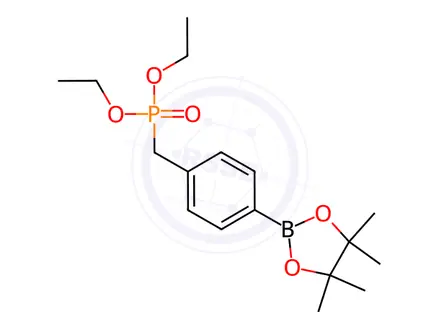 Chemical structure of Phosphonic acid, P-[[4-(4,4,5,5-tetramethyl-1,3,2-dioxaborolan-2-yl)phenyl]methyl]-, diethyl ester