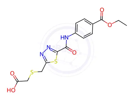Chemical structure of ({[5-({[4-(Ethoxycarbonyl)phenyl]amino}carbonyl)-1,3,4-thiadiazol-2-yl]methyl}thio)acetic acid