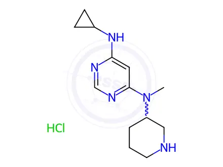 Chemical structure of N4-Cyclopropyl-N6-methyl-N6-(piperidin-3-yl)pyrimidine-4,6-diamine hydrochloride
