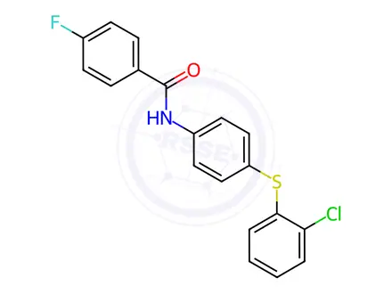 Chemical structure of N-(4-((2-chlorophenyl)thio)phenyl)-4-fluorobenzamide