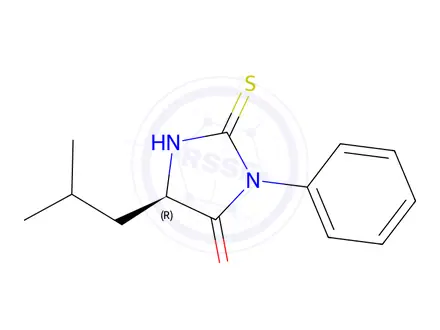 Chemical structure of (R)-5-Isobutyl-3-phenyl-2-thioxoimidazolidin-4-one