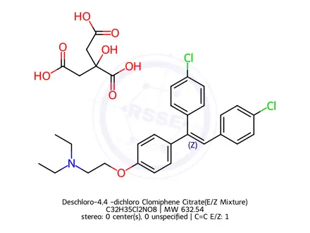 Chemical structure of Deschloro-4,4’-dichloro Clomiphene Citrate(E/Z Mixture)