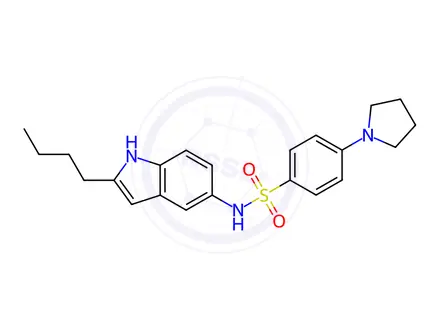 Chemical structure of N-(2-Butyl-1H-indol-5-yl)-4-(pyrrolidin-1-yl)benzenesulfonamide