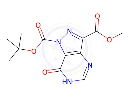Chemical structure of O1-tert-butyl O3-methyl 7-oxo-4H-pyrazolo[4,3-d]pyrimidine-1,3-dicarboxylate