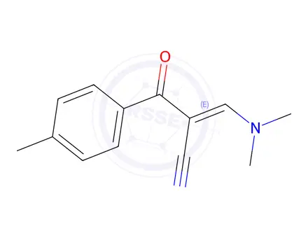 Chemical structure of (E)-3-(dimethylamino)-2-(4-methylbenzoyl)acrylonitrile