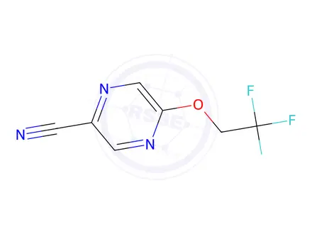 Chemical structure of 5-(2,2,2-trifluoroethoxy)pyrazine-2-carbonitrile