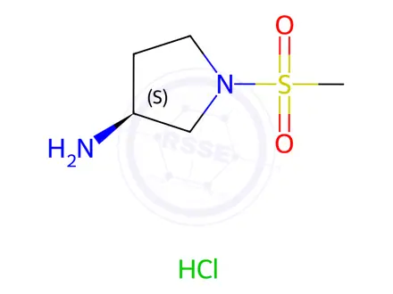 Chemical structure of (3S)-1-methanesulfonylpyrrolidin-3-amine hydrochloride