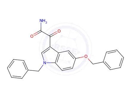 Chemical structure of 1,5-Dibenzyl-5-hydroxy-indole-3-glyoxylamide