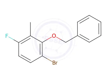 Chemical structure of Benzene, 1-bromo-4-fluoro-3-methyl-2-(phenylmethoxy)-