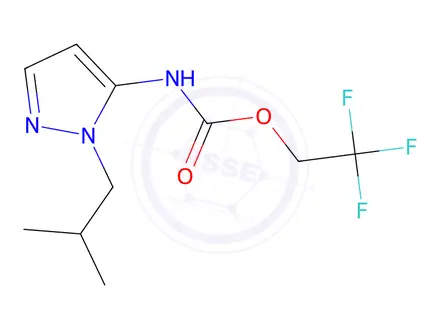 Chemical structure of 2,2,2-trifluoroethyl 1-isobutyl-1H-pyrazol-5-ylcarbamate