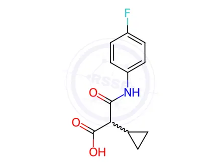Chemical structure of 2-cyclopropyl-3-((4-fluorophenyl)amino)-3-oxopropanoic acid (Cabozantinib Impurity)