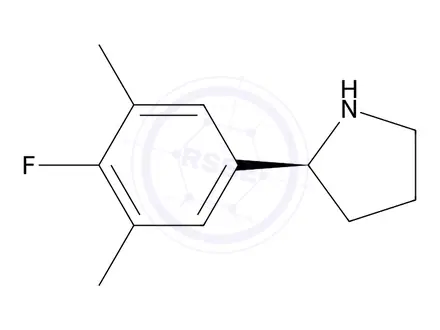 Chemical structure of (S)-2-(4-fluoro-3,5-dimethylphenyl)pyrrolidine
