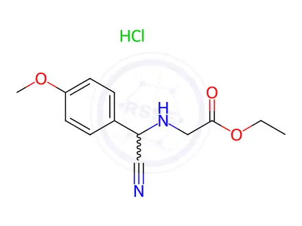 Chemical structure of Ethyl 2-[[cyano-(4-methoxyphenyl)methyl]-amino]acetate hydrochloride